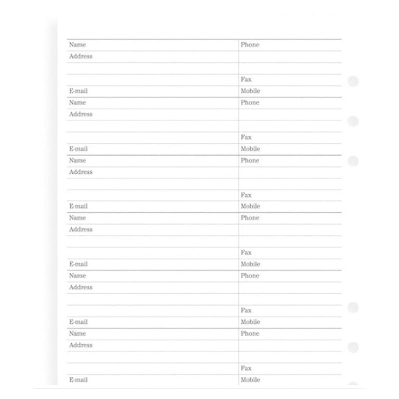 Filofax Deskfax Address Notepaper Insert