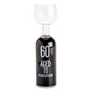 Verre de bouteille de vin joyeux anniversaire