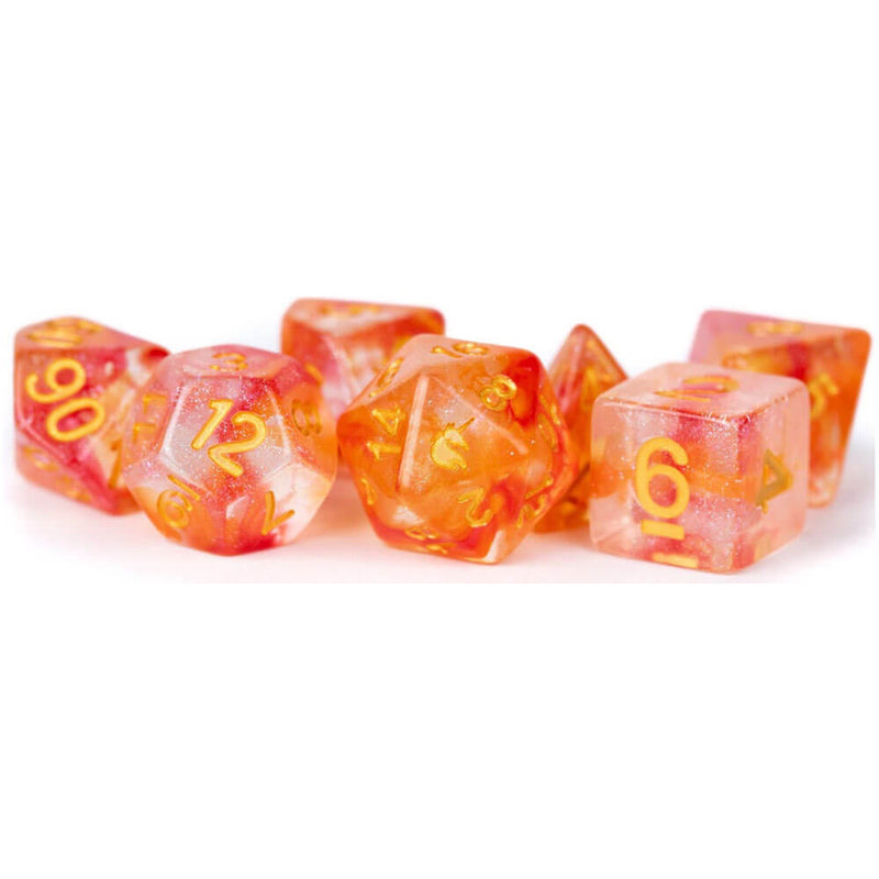 Ensemble de dés polyédriques en résine licorne MDG