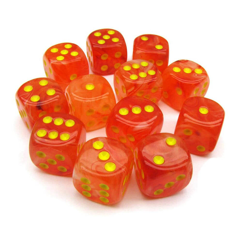 D6 DICE Ghostly Glow 16mm (12 dobbelstenen)