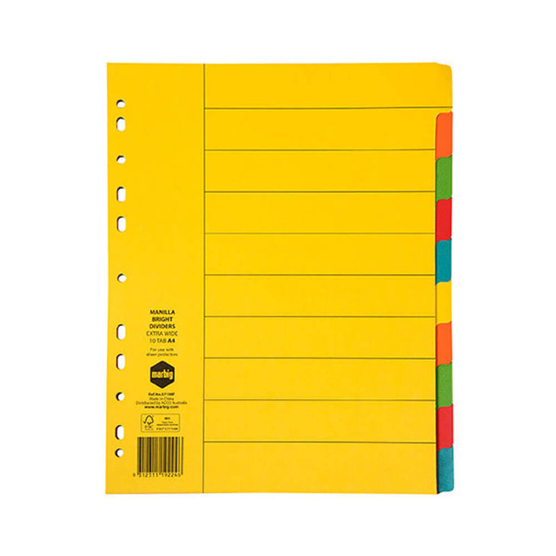 Intercalaires extra larges Marbig Manilla Bright (A4)